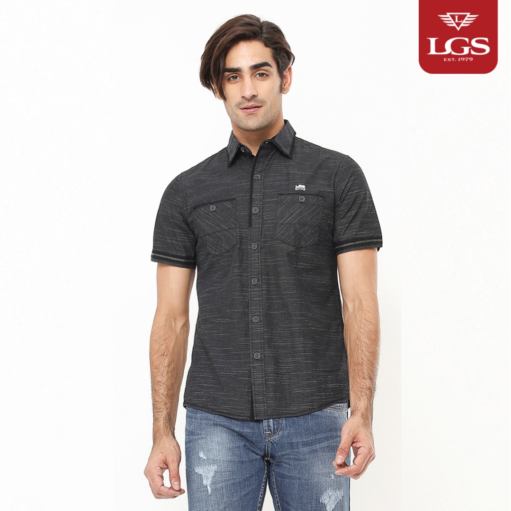LGS - Kemeja Casual Pria - Lengan Pendek - Hitam - JSH.391.S769F.584.C