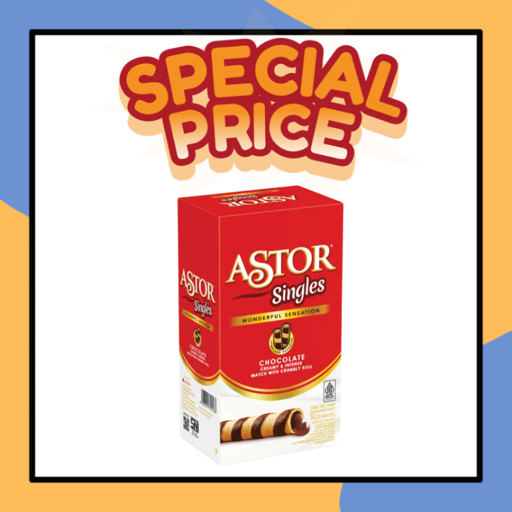 

ASTOR SINGLES 280GR Isi 20pcs Choco Wafer Rolls Wafer Stik Coklat dengan Krim Coklat