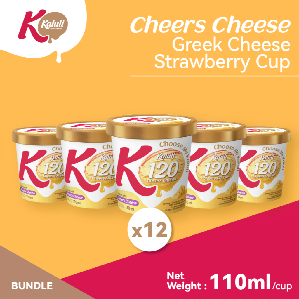 

Kaluli Cheers Cheese Strawberry Cup (1 karton=12 cup) - Low Fat Low Calorie Ice Cream Es Krim Kaluli