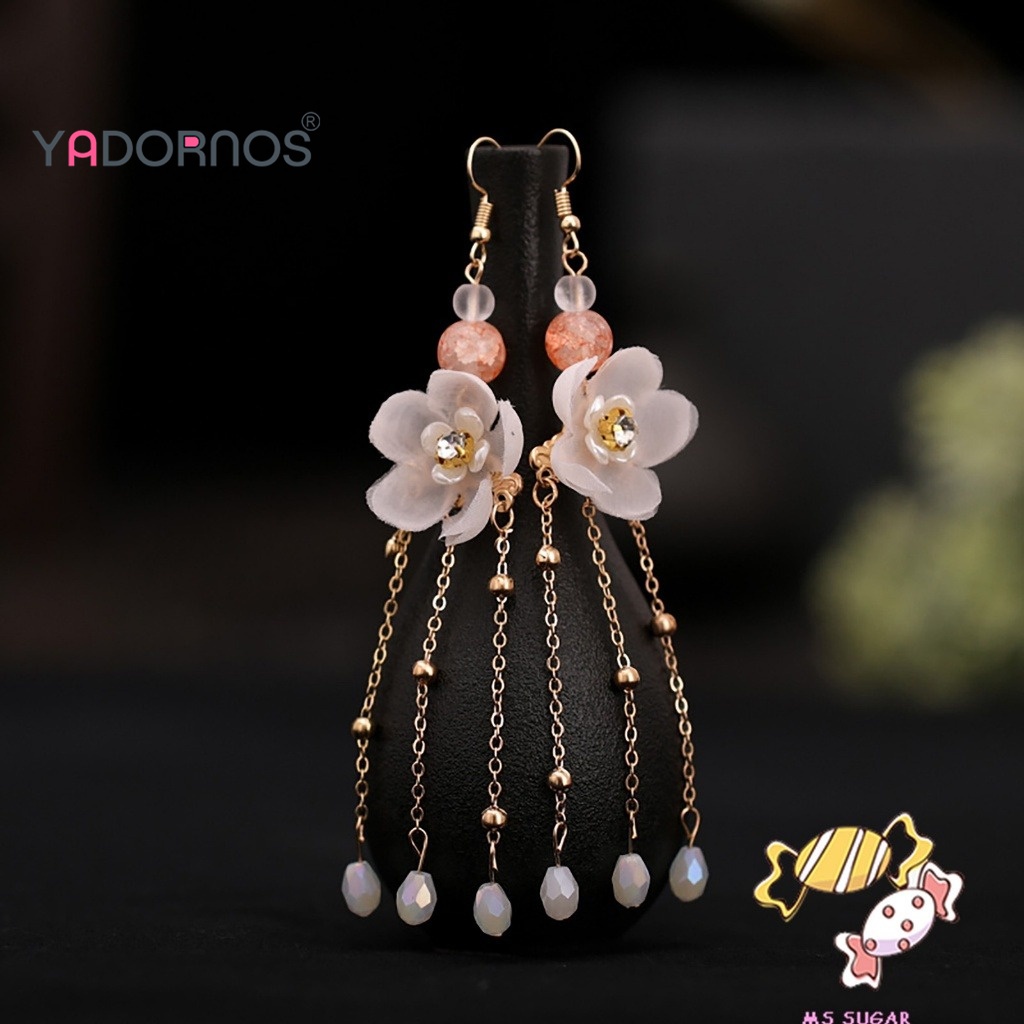 PREMIUM YADORNOS Set Hiasan Kepala Bunga Antik Rumbai Anting Stik Rambut Jepit Rambut Aksesori DIY