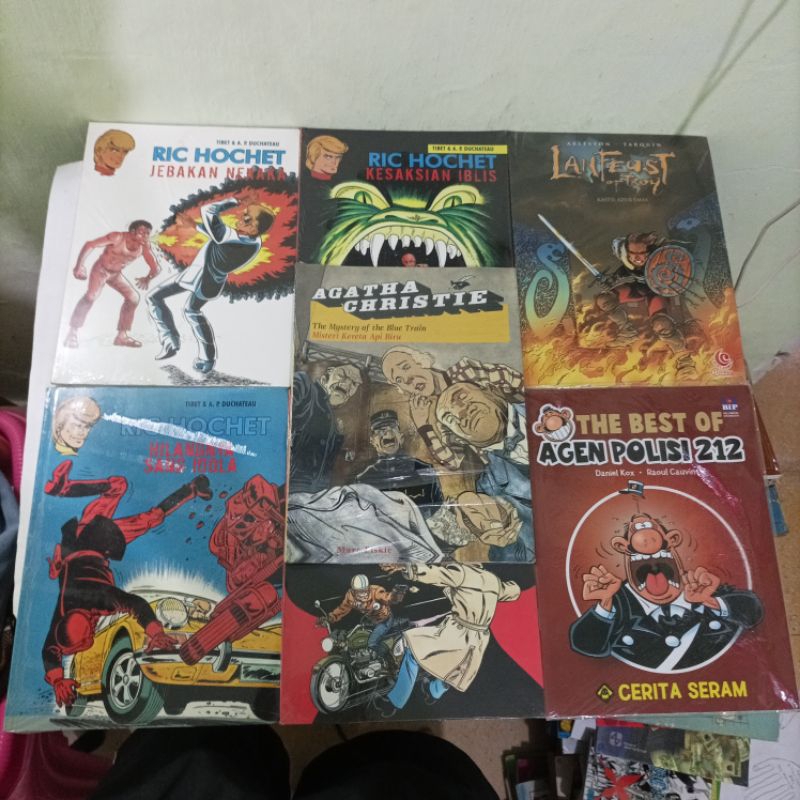 komik serial Ric hochet (hilangnya sang idola, jebakan Neraka, kesaksian iblis, street fight), agen 