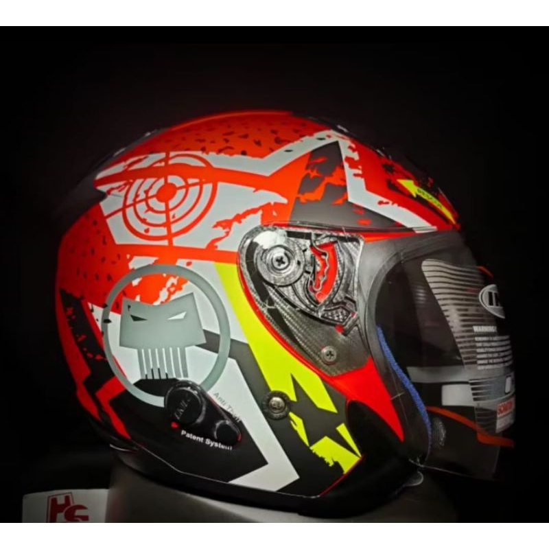 HELM INK METRO SUPER FLUO #3 RED FLUO DAN YELOW FLUO DOBEL VISOR