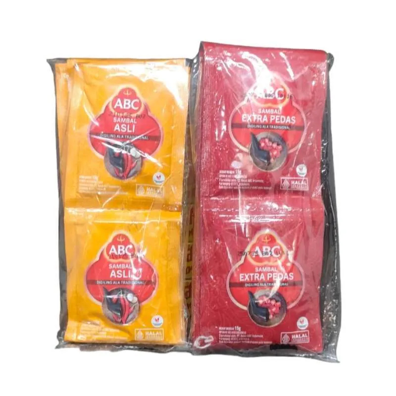 

ABC Sambal Saus Asli Tradisional Extra Pedas 15G 1 Renceng Isi 10 Sachet All Variant