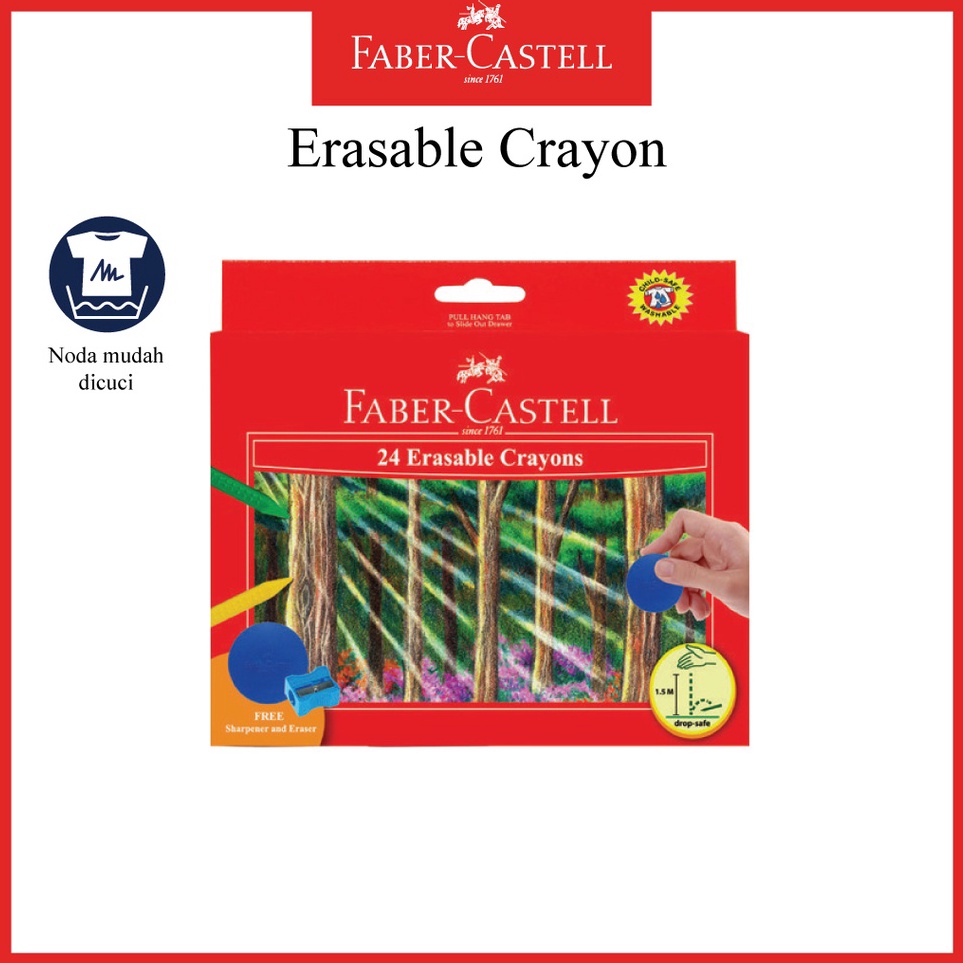 

KODE J2L7 Erasable Crayon Faber Castell 24 Warna Erasable Crayons 24 Gratis Penghapus dan Rautan