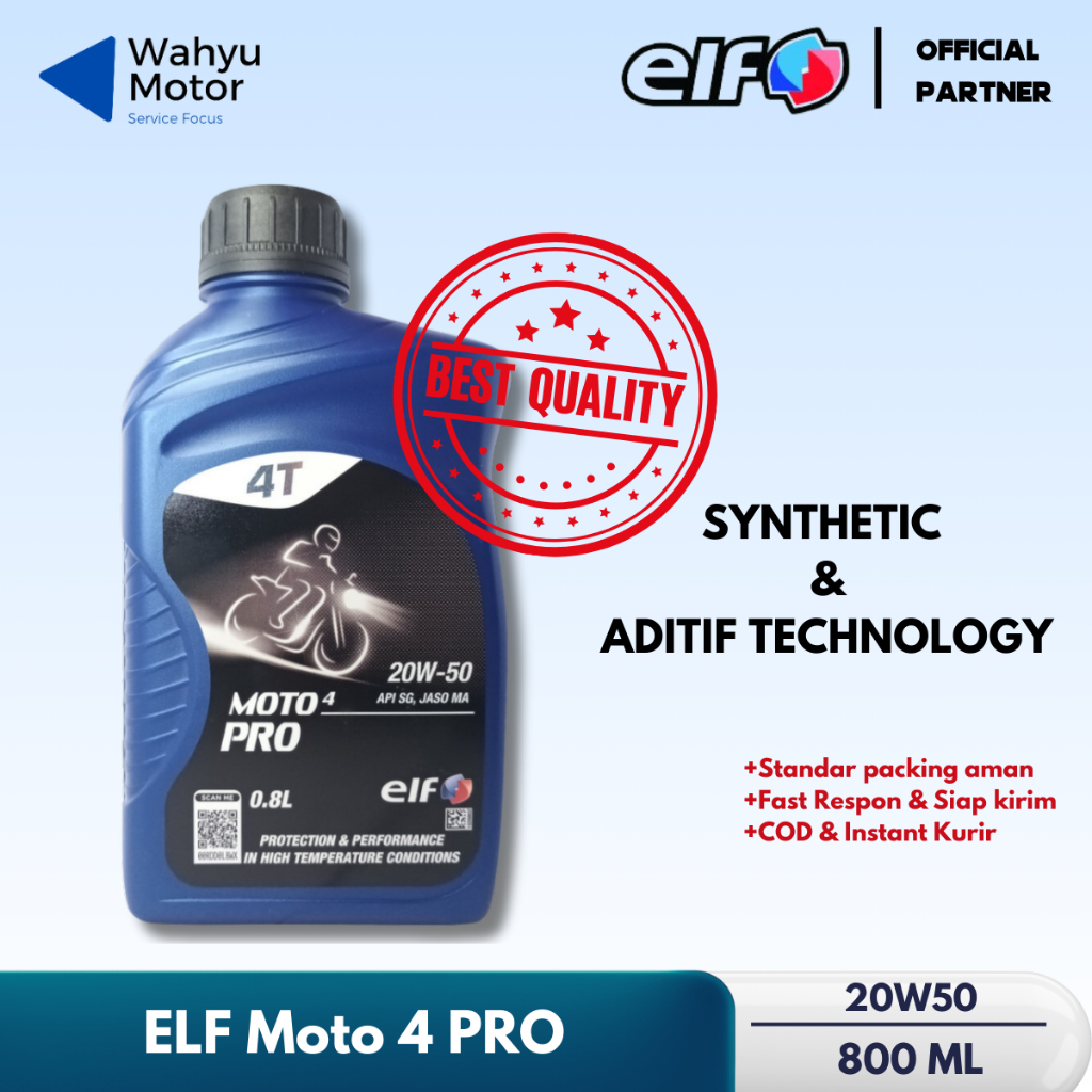 ELF Moto 4 Pro 20W50 Oli Semi Synthetic Motor Bebek Universal 800ml