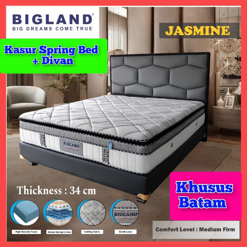 Kasur Spring Bed+Divan Bigland Jasmine uk.180x200x34cm King(KHUSUS BATAM)