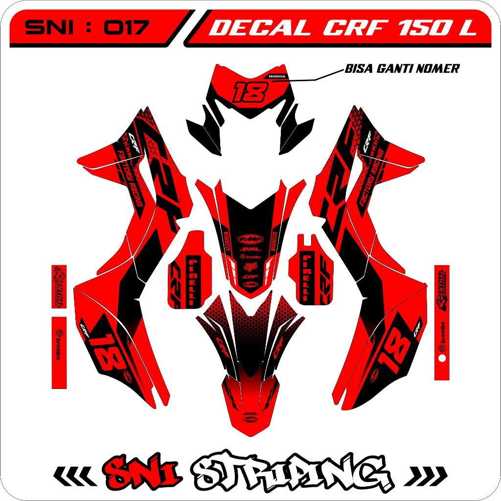 DECAL CRF 150 L SUPERMOTO FULL BODY HITAM SUPER GLOSSY DOFF (SNI.017)