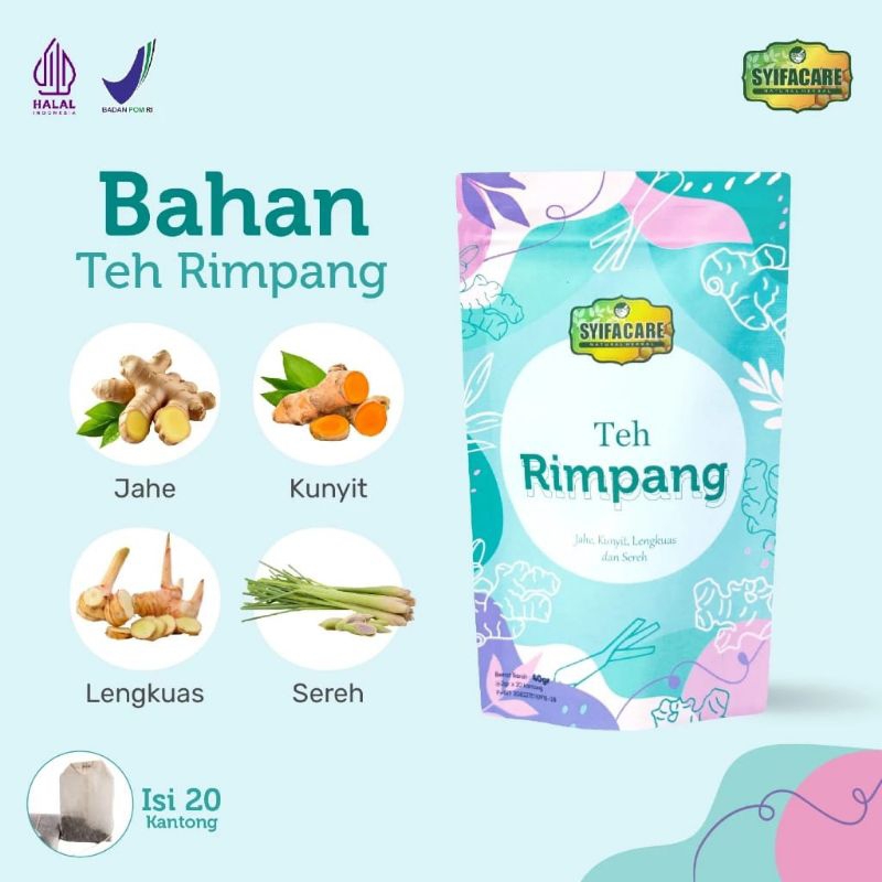 

Minuman Teh Rimpang- 1 pounch isi 20 kantong- Rempah Herbal Buat Kamu dengan Rempah Rimpang pilihan bubuk murni Mix Kunyit Jahe Sereh dan Lengkuas ini sangat pas dikonsumsi harian diharapkan untuk menjaga daya tahan tubuh.