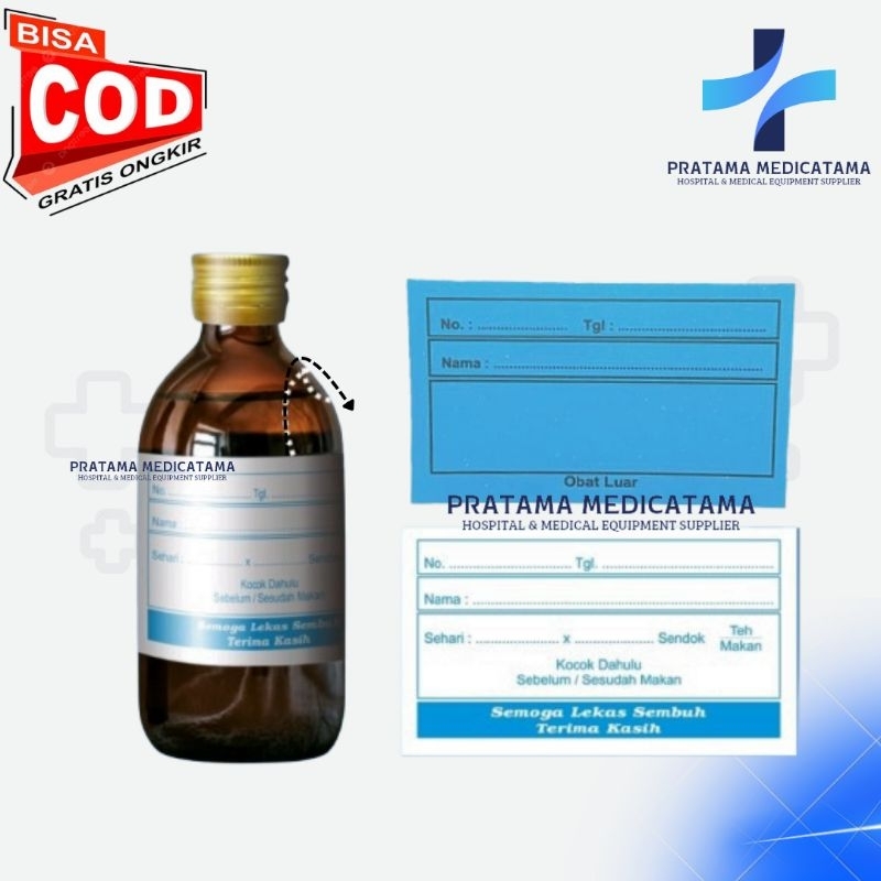 Label Obat Syrup / Obat Luar Etiket Sirup / Salep Sticker Stiker Isi 100 Lembar
