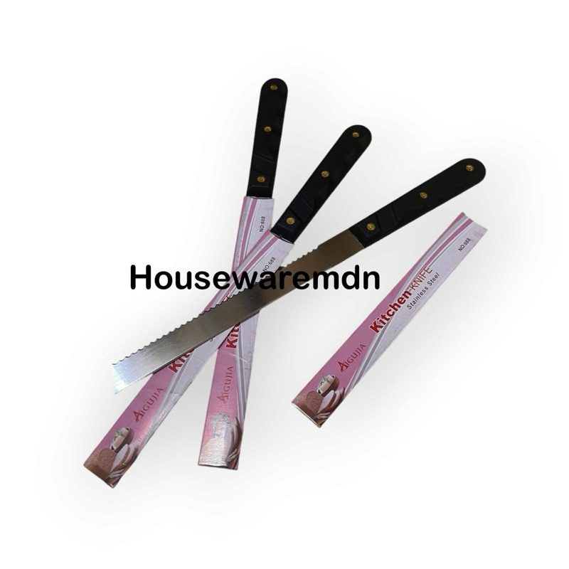 Pisau Roti Panjang 2 Sisi ( Gerigi & Polos Halus Tajam ) (32 cm / 8 inch) Stainless Steel kode.688 A