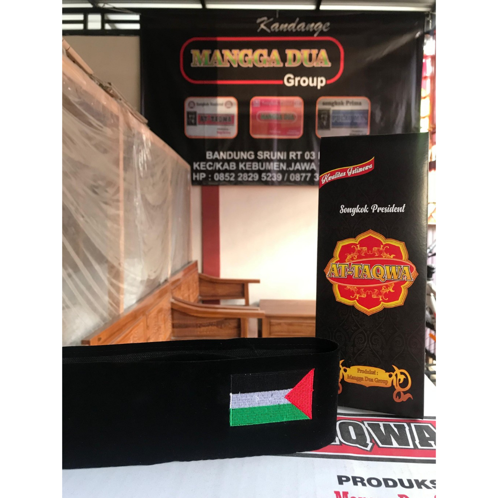 Peci/Songkok AT-TAQWA Hitam Palestina Bordir Anak-Anak & Dewasa