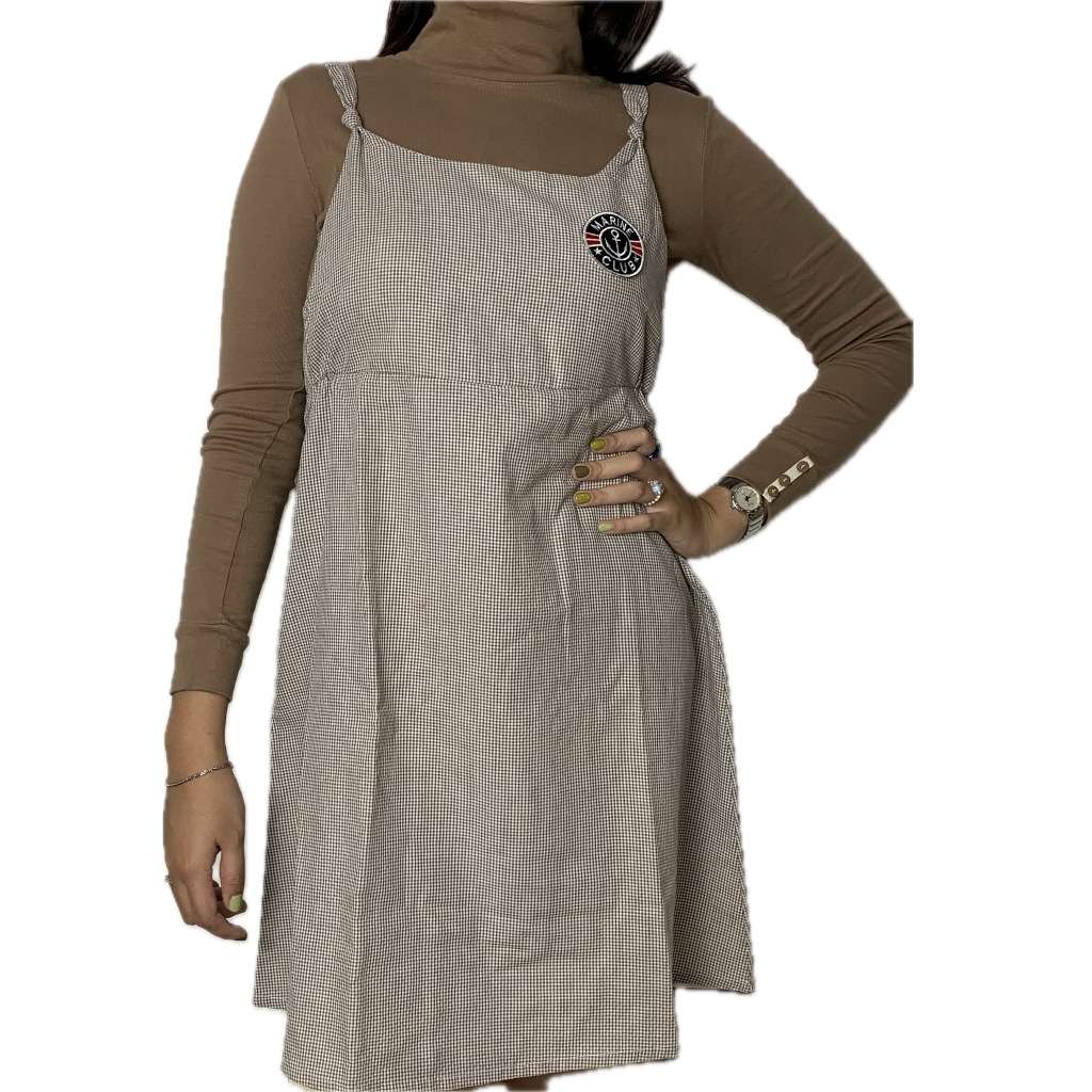 Set dress & daleman turtle neck lengan panjang