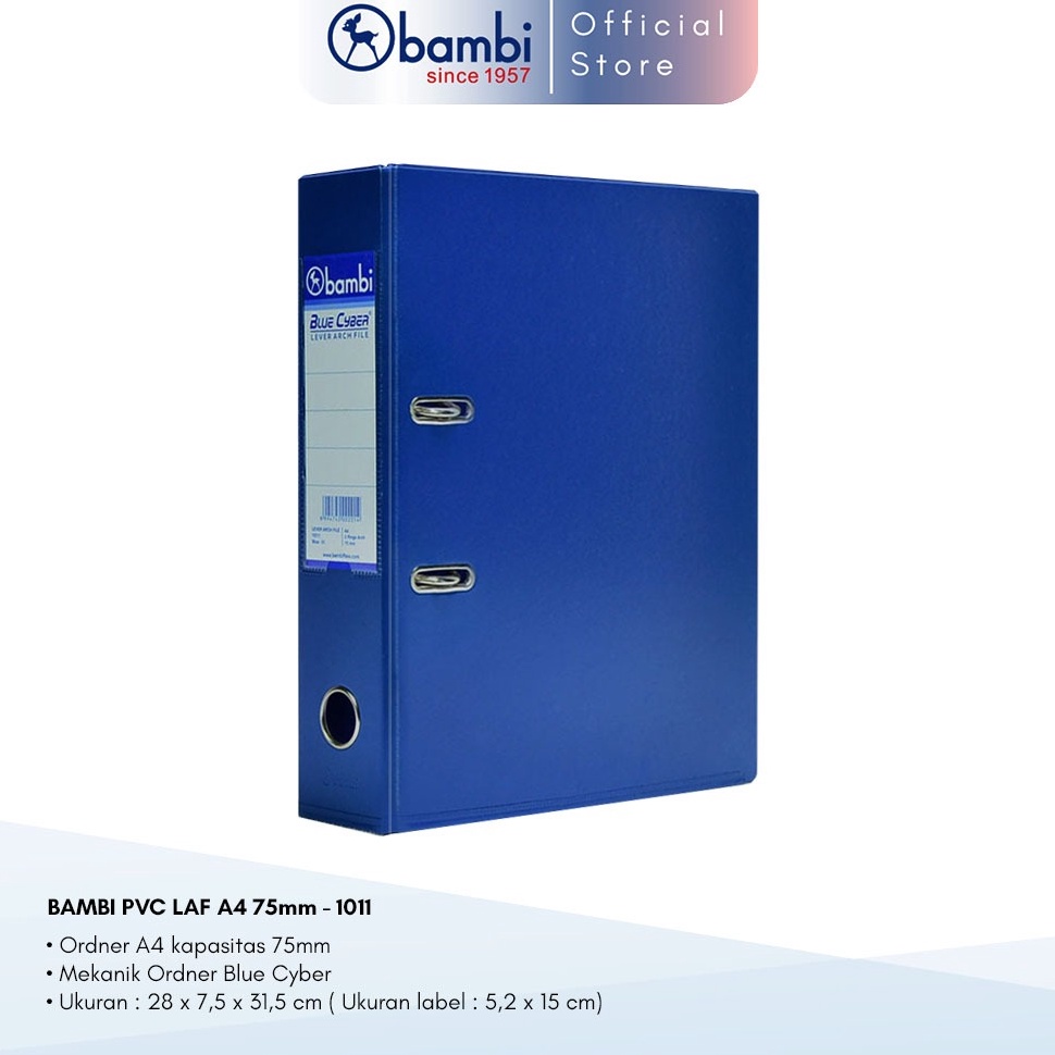 

KODE Y8G7 Bambi Lever Arch File Ordner A4 All Color Jumbo Size 75 mm Original