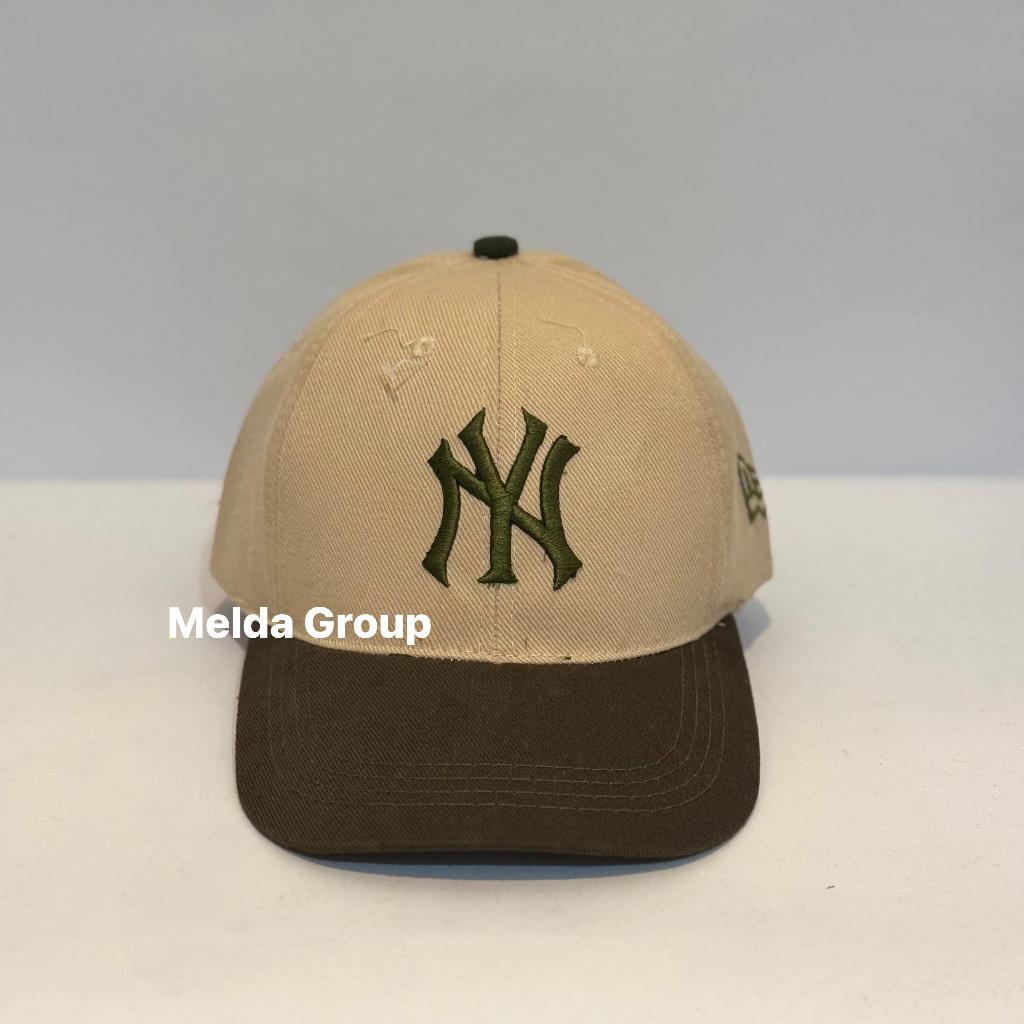 Topi Baseball Distro NY Variable Bahan Daimaru Combinasi Warna Crem Visor Hijau Army Bordir Hijau
