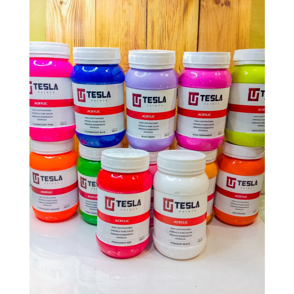 

KODE O6W5 Cat Acrylic Tesla Paints 5ml 55 Warna ready Cat Akrilik Tesla Paint