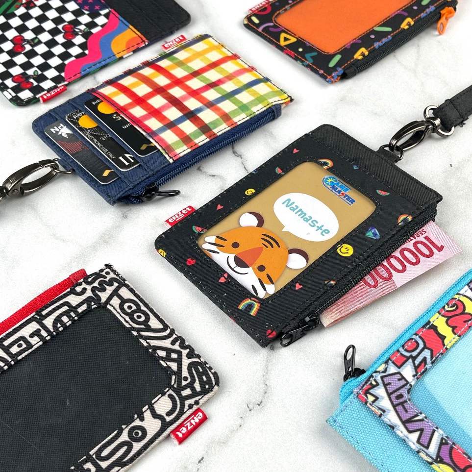 

KODE L6B8 ID card holder hanging wallet name tag kartu lanyard zipper motif