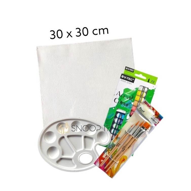 

KODE M2B8 Paket Melukis Lengkap Set 4 in 1 Set Kanvas 3x3 Kuas Palet dan Cat Acrylic Set SHSNP