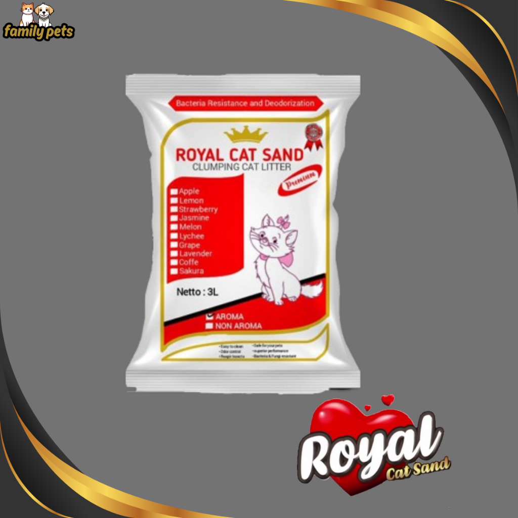 ROYAL CAT SAND 3L - PREMIUM CAT SAND - PASIR GUMPAL AROMA - PASIR KUCING MURAH BERKUALITAS TERBAIK