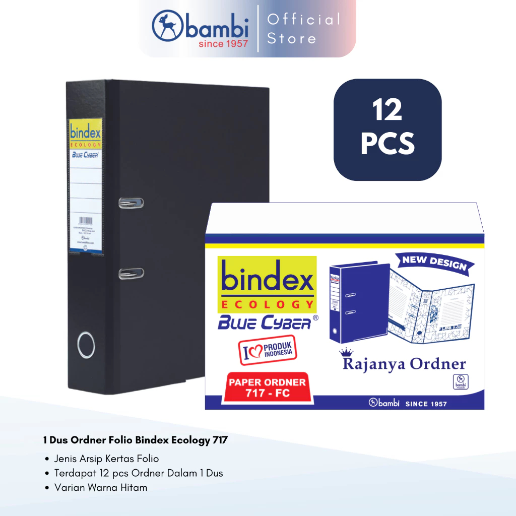 

1 DUS Bindex Ecology Ordner Folio JUMBO SIZE 75 mm Paper Lever Arch File kode 717 - Black
