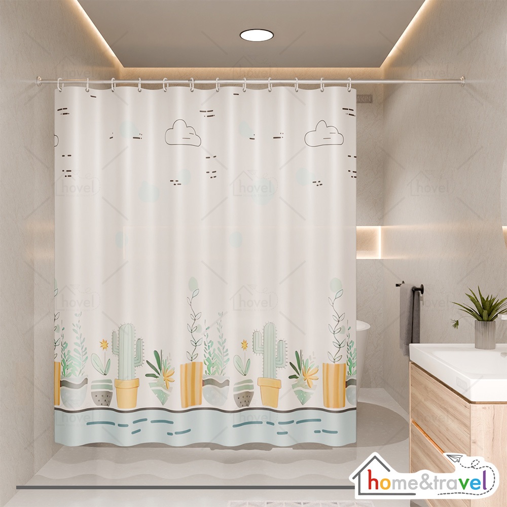 HOVELSHOP Tirai Hordeng Kamar Mandi Motif Cantik Shower Curtain Waterproof Bahan Tebal
