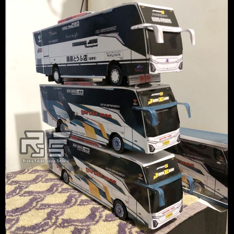 Miniatur Bus | Papercraft Bus | Miniatur Bus Kertas Skala 50