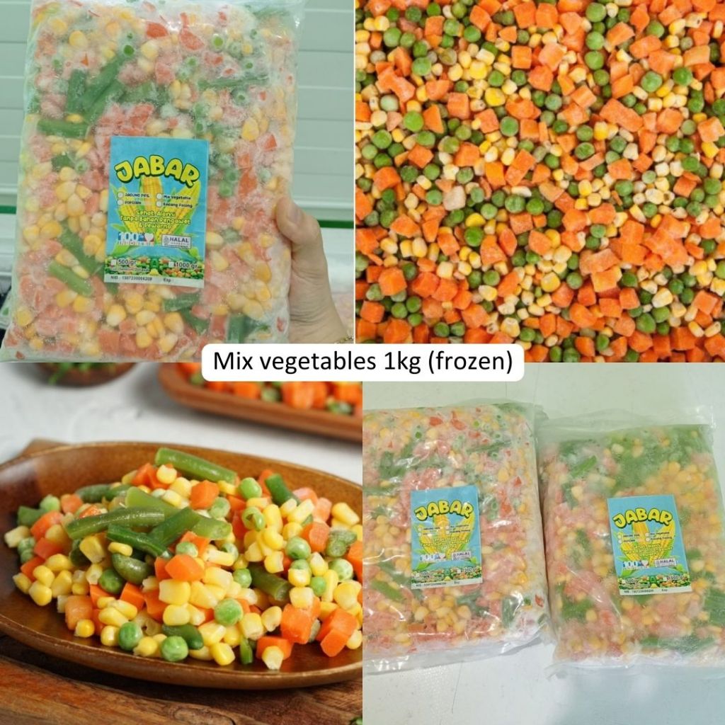 

Mix vegetable (jagung, kacang polong, buncis, wortel) 500g & 1kg frozen