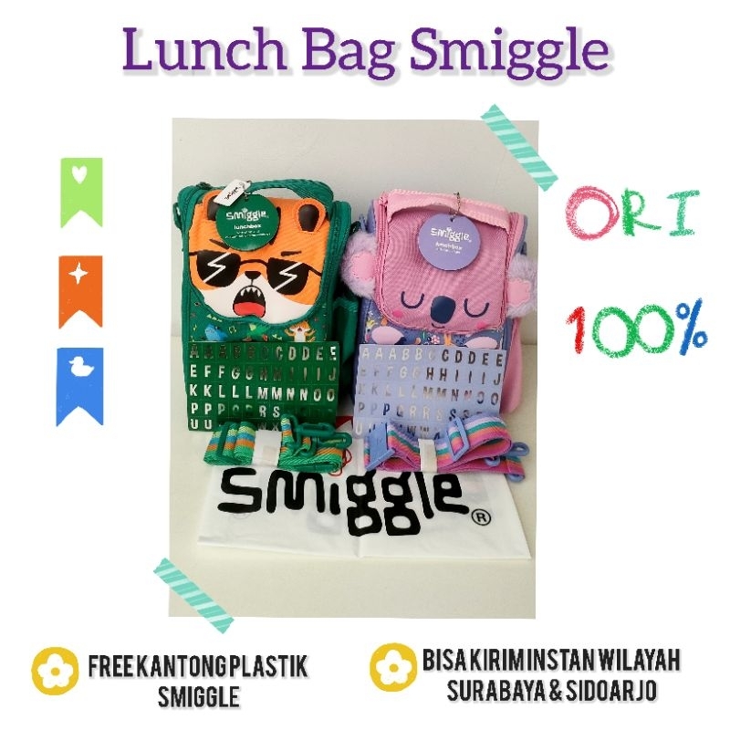 [ ORI 100%  Free Plastic Bag ] Smiggle Lunch Bag Sling Strap / Smiggle Lunch Box Original 100%