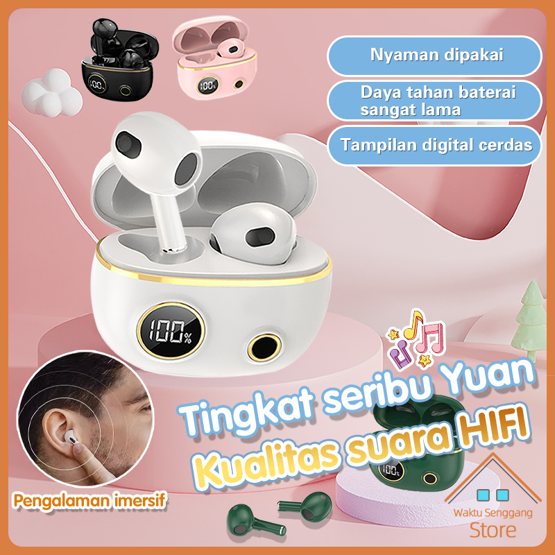 Headset Bluetooth Layar Sentuh T2 ANC TWS HIFI Stereo Super Bass Anti Air IPX6 Gaming Smart Touch Ku