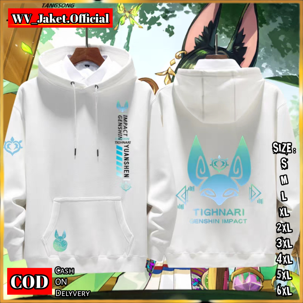 WareVisible Jacket Hoodie Pullover GENSHIN TIGHNARI Oversize Korean Style Unisex Jacket Fleece