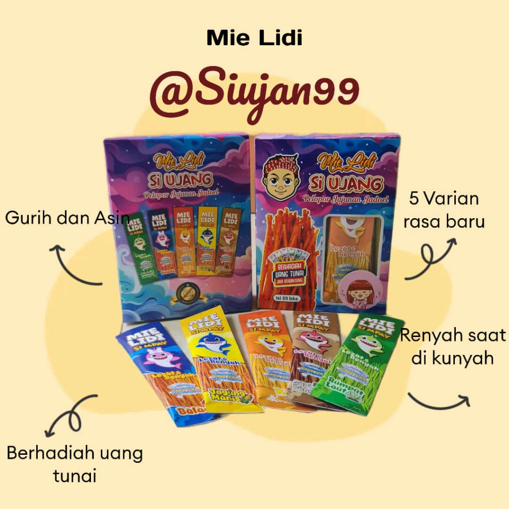 

Mie Lidi Siujang Asin Isi 60 Pcs - Lebih Hemat Snack Makanan - Food