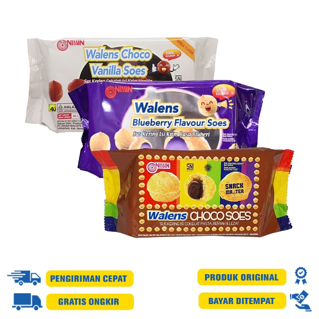 NISSIN WALENS CHOCO SOES | CHOCO VANILLA | BLUEBERRY 100GR