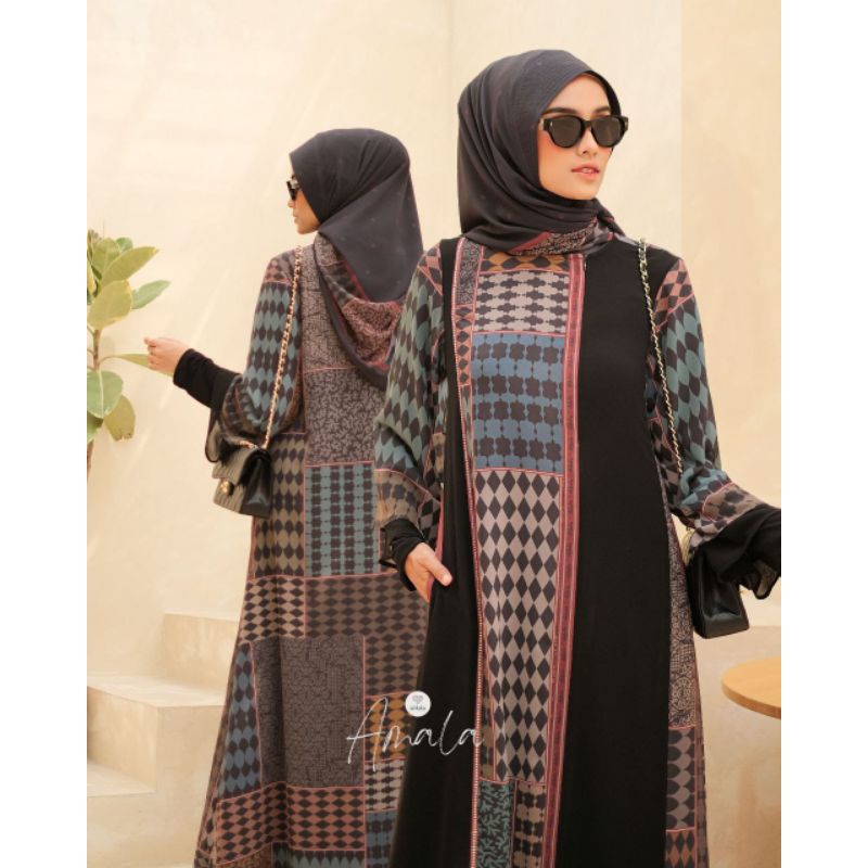 Premium Amala Hitam series by Shkata gamis kerudung