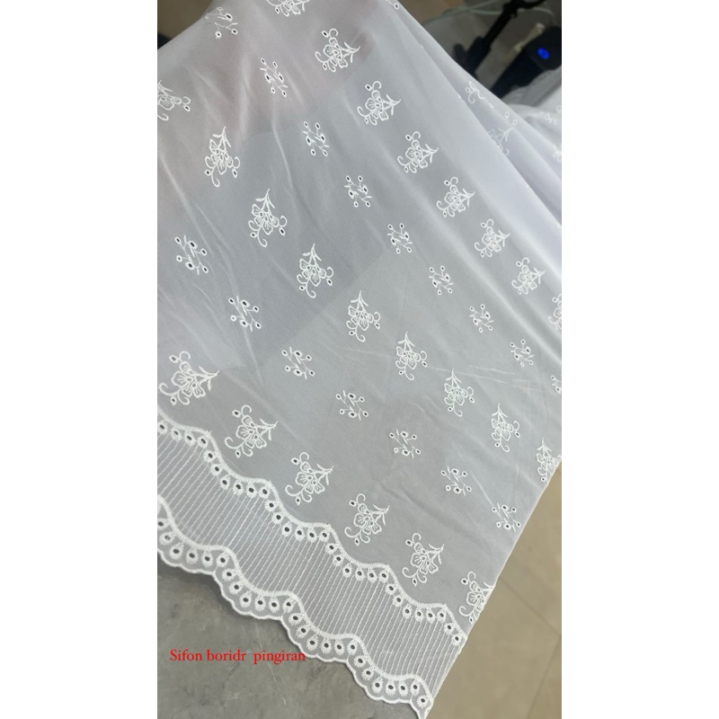 Sifon Bordir ( Chiffon embriodery /kebaya putih /kebaya bali putih polos /kain sifon kebaya