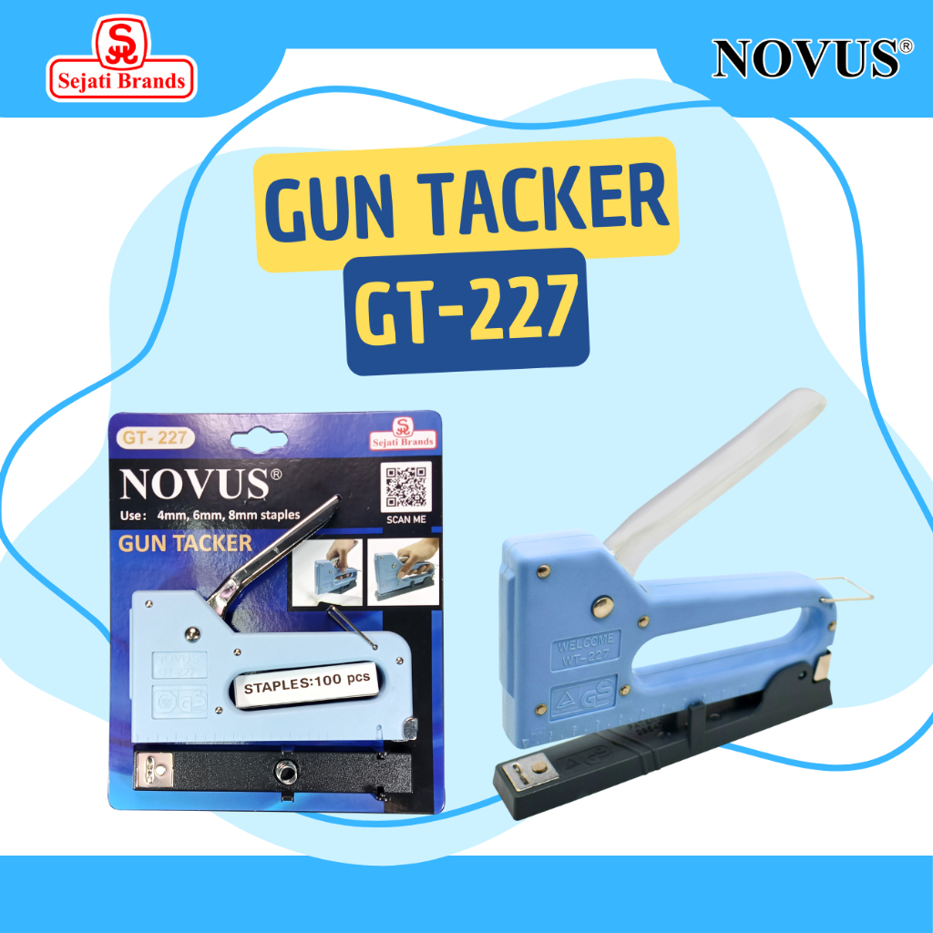 Novus Gun Tacker  GT-227/ Stapler Tembak / Stepler Jok Motor/ Staples Tembak Besi 4-8 mm