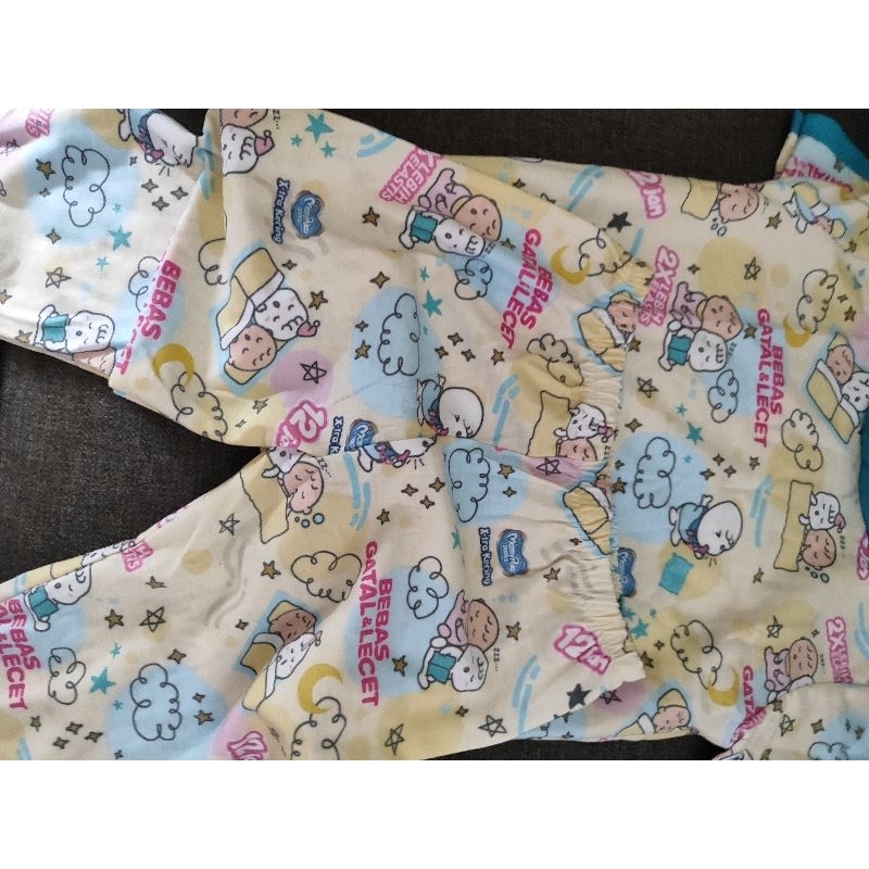 Piyama satu set baju celana tidur motif pokojang ukuran all size anak 1-3 thn