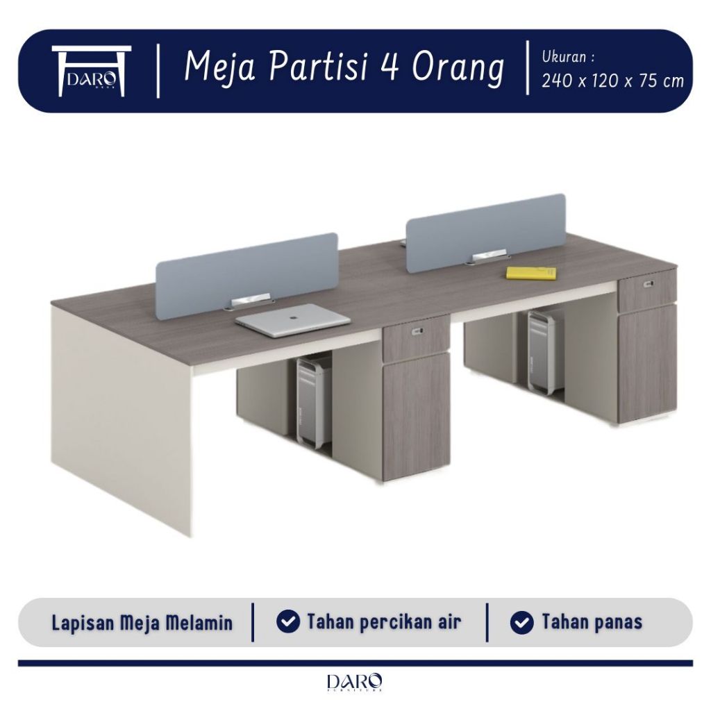 Meja Workstation Kantor 4 Orang Modern Termurah