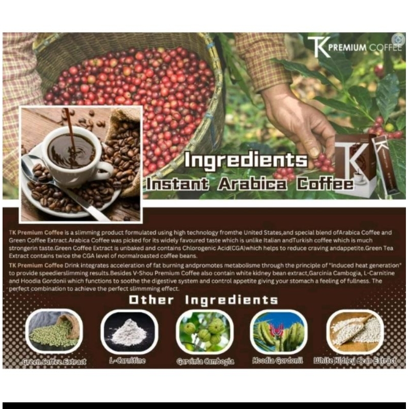 

TK coffee / TK premium coffee 1 box isi 20 sachet minuman kopi diet / slimming coffee