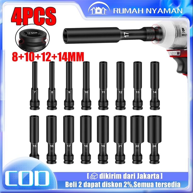 Kunci Shock 8+10+12+14 Panjang /4pcs Untuk Buka Baut Blok Box CVT Motor Matickunci Shock Panjang Mat