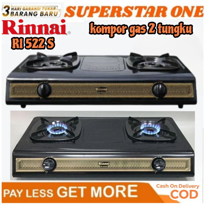 RINNAI KOMPOR GAS 2 TUNGKU RI 522 S/RI-522S/RI522S/RI- 522S/RI-522 S/RI- 522 S KOMPOR GAS