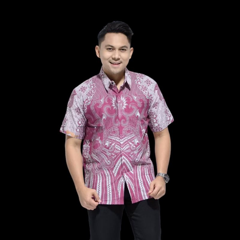 Batik PRIA lemgan pemdek warna PINK Lengan PENDEK lengan panjang Reguler Fit Keris Modern Premium Ba