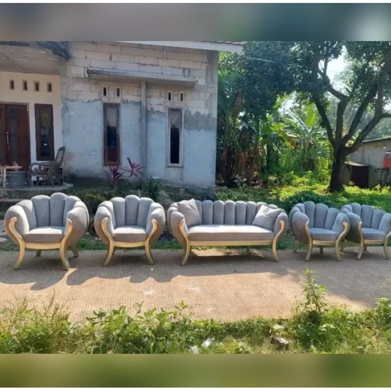 kursi pelaminan sofa kerang / blewah kursi pengantin Lesti 21111