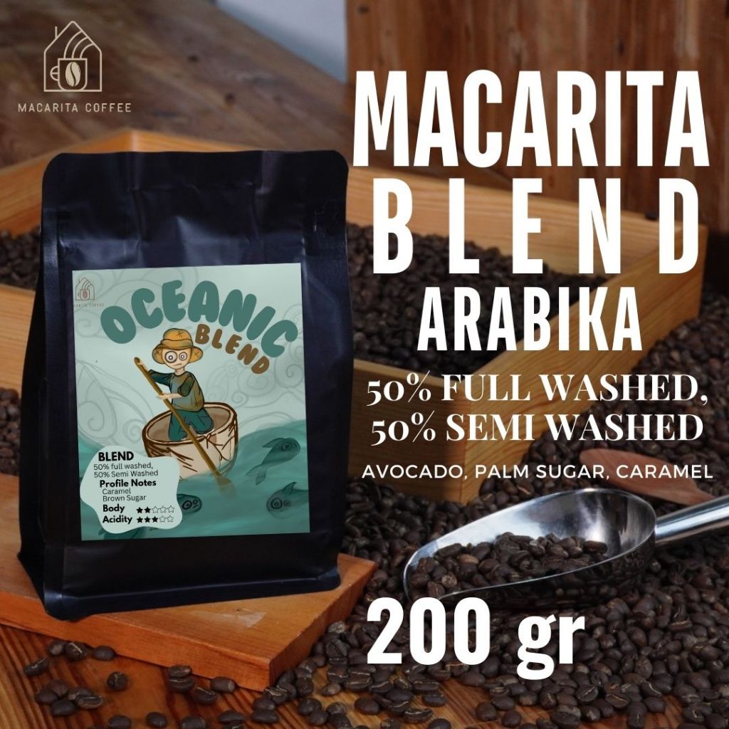 

Macarita Oceanic House Blend Espreso Es Kopi Susu 50% Full Washed 50% Semi Washed (100% Arabika) 200gram