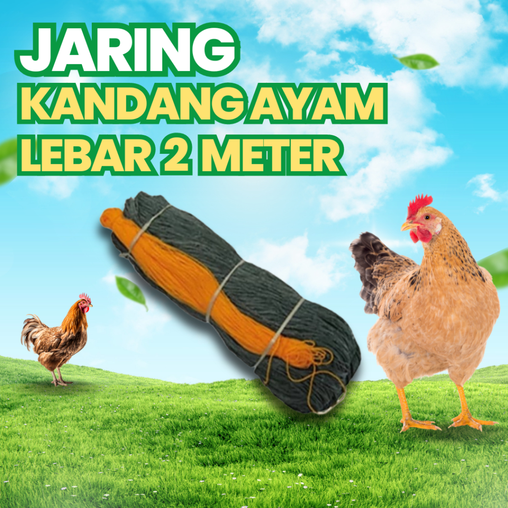 jaring pagar ayam 2mx25m | TALI ATAS BAWAH SUDAH DIPASANGKAN | jaring ternak | Jaring Pembatas Nylon