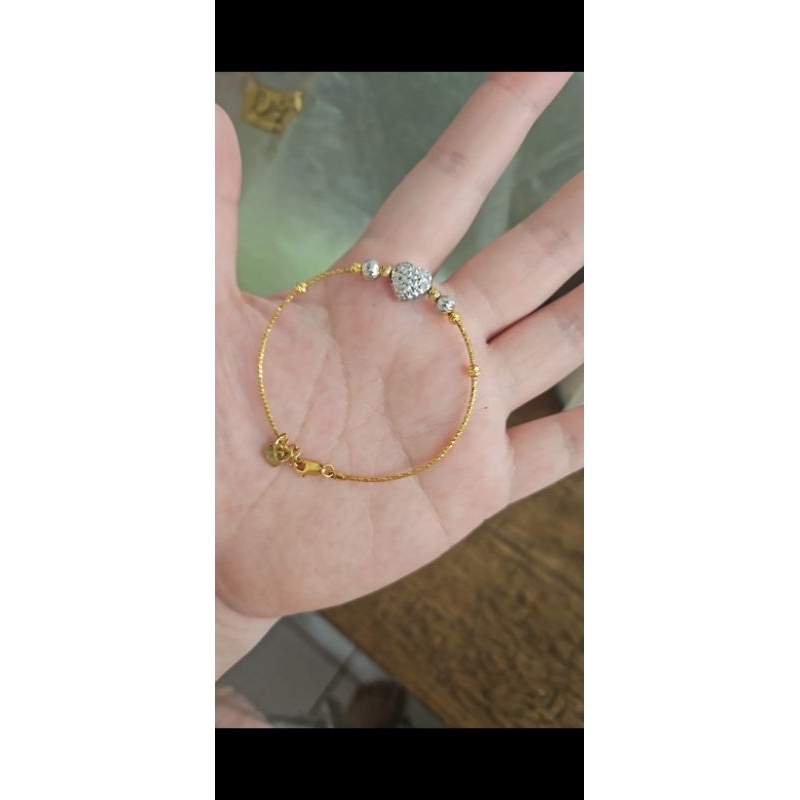 Bangle kawat choker pentol bola putih rosegold rantai emas asli 375 8k