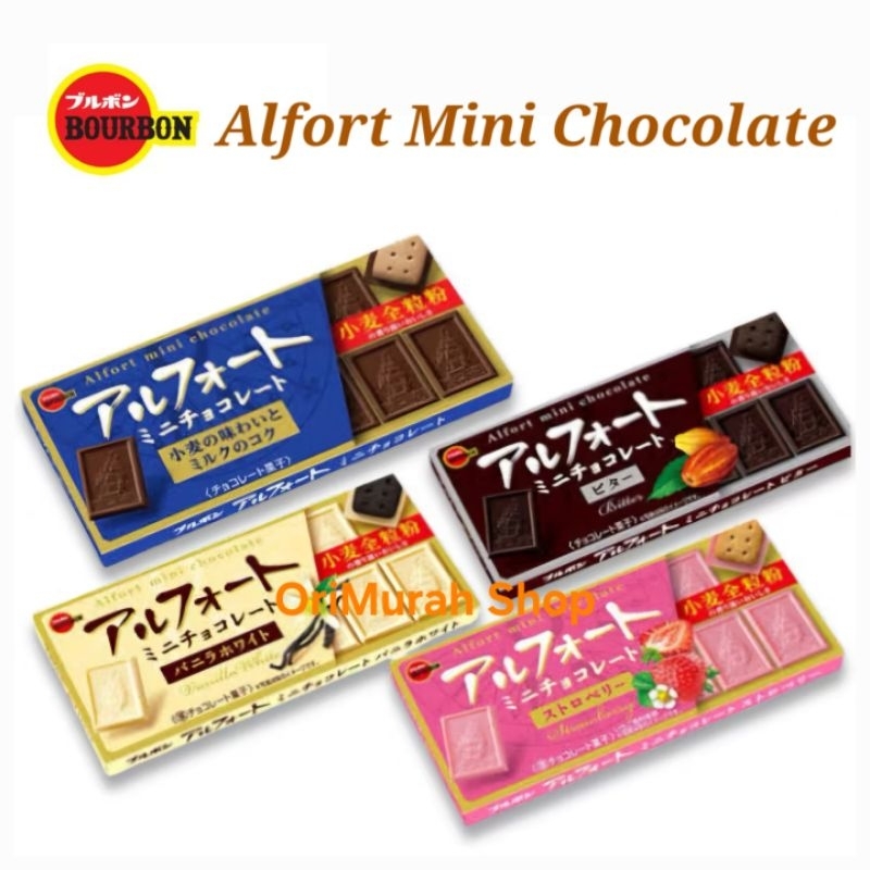 

Bourbon Alfort Mini Chocolate Japan Coklat Biskuit Bitter Strawberry Vanilla White Rich Milk Wheat Cokelat Biscuit Jepang