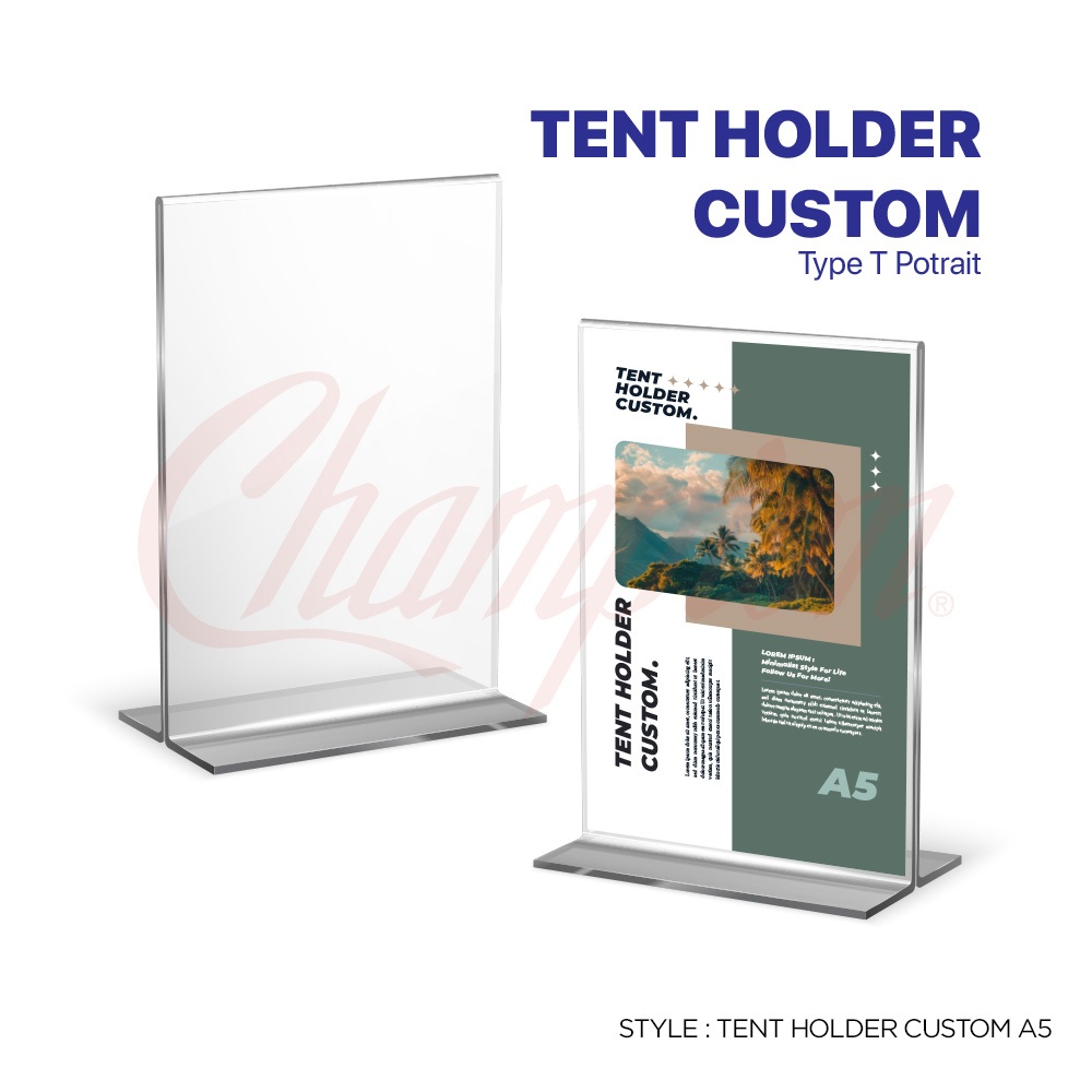 

Tent Card Holder Acrylic A5 type T - Acrylic Display Menu/ tempat brosur Qris tebal 2mm