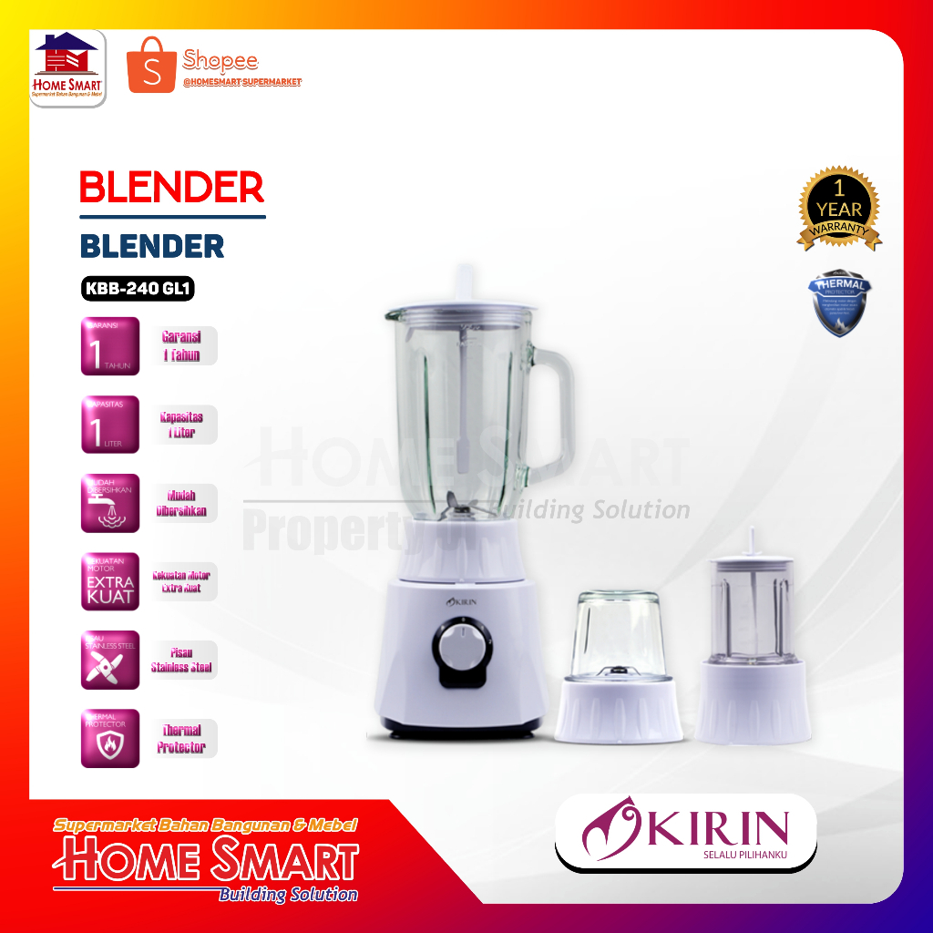 Blender Gelas/Kaca Kirin Kbb-240 GL1