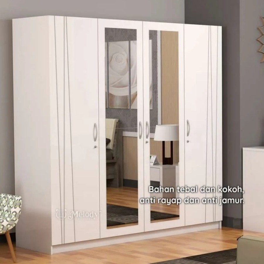Lemari 4 pintu lemari besar / jumbo Premium lemari putih 4 p