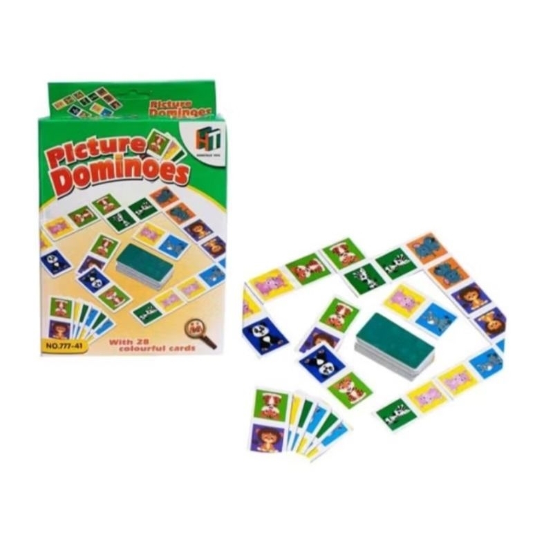 PERMAINAN KARTU PICTURE DOMINOES MAINAN KARTU BERGAMBAR HEWAN