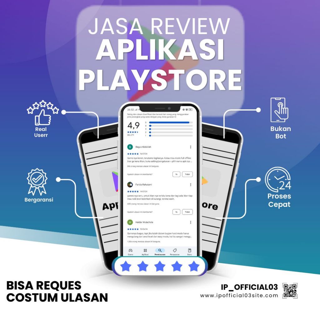 Jasa Tambah Download/Rating/Review/Ulasan Aplikasi Playstore | Jasa Tambah Download/Bintang/Review P